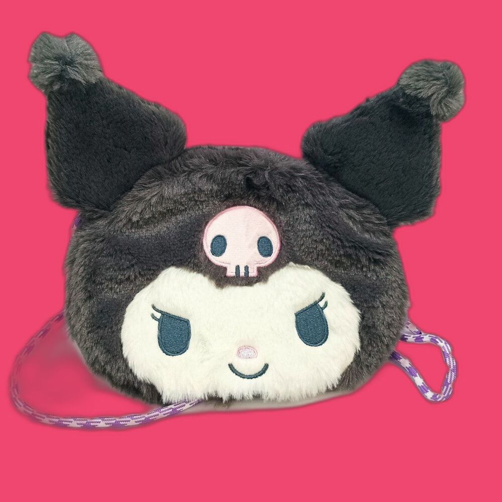 Kuromi fluffy face crossbody